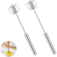Set Aus 2 Halbautomatischen Edelstahlschneebesen - Multifunktional - Handgehalten - Push Easy Whisk - Mixer - Schneebesen Zum Mischen Und Aufschäumen
