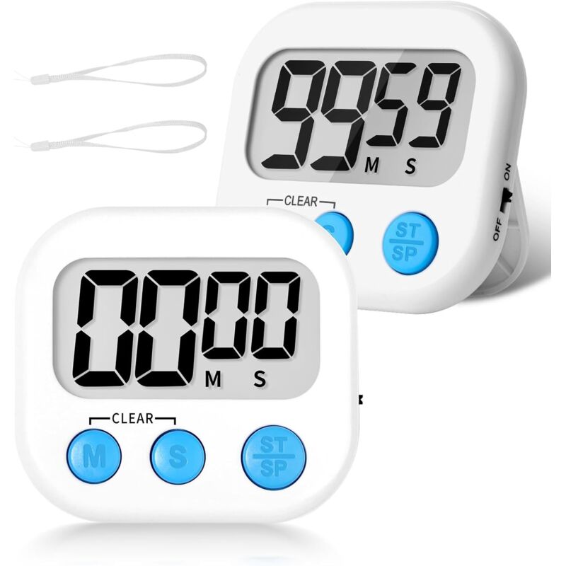 2 Magnetische Küchentimer, Stoppuhr – Weiß –