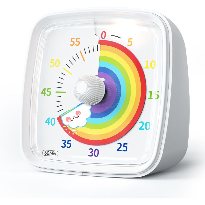 Nachtlicht-timer - 60 Min. - Regenbogen - Pomodoro - Für Zuhause/klassenzimmer - Weiß