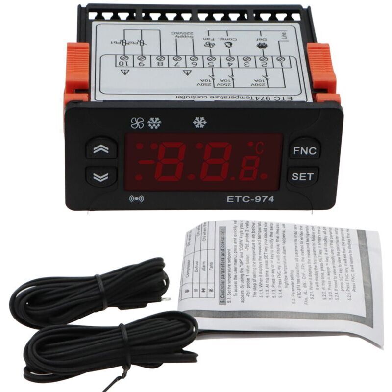Etc-974 Digitaler Temperaturregler Mikrocomputer-thermostat Alarm-kühlthermostat 220 V Sensor
