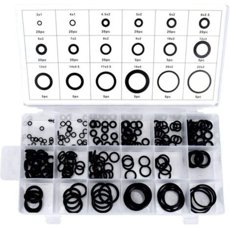Set Aus 225 O-ringen – Sortiment Mit 18 Verschiedenen Größen – 3–22 Mm