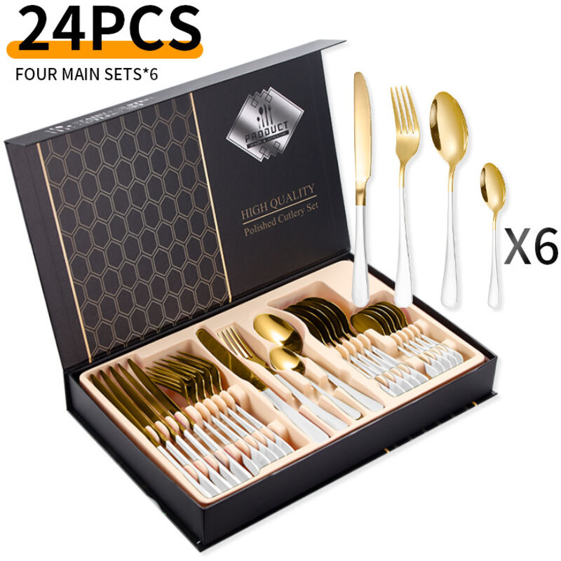 24-teiliges Edelstahl-besteckset – Für 6 Personen – Edelstahl – Weißgold