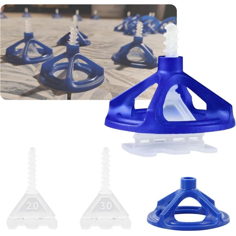 Kit Croisillon Selbstnivellierende Fliesen 2mm X100 + Wiederverwendbare Lehre X100 I Einfach Für Heimwerker Und Fliesenleger Nivellierwerkzeug + Fliesenkeil Für Boden Und Wand I Fliesendicke 3-19mm Fu