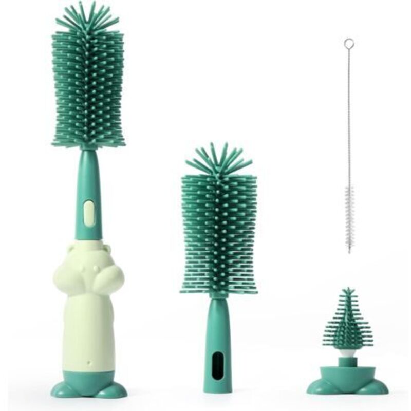 Goupillon Babyflasche, 3-in-1 Babyflaschenbürsten-set, Weicher Silikon-flaschenreiniger, Kratzfest Und Langlebig, Flaschenreiniger Zum Reinigen Von Babyflaschen Und Tassen