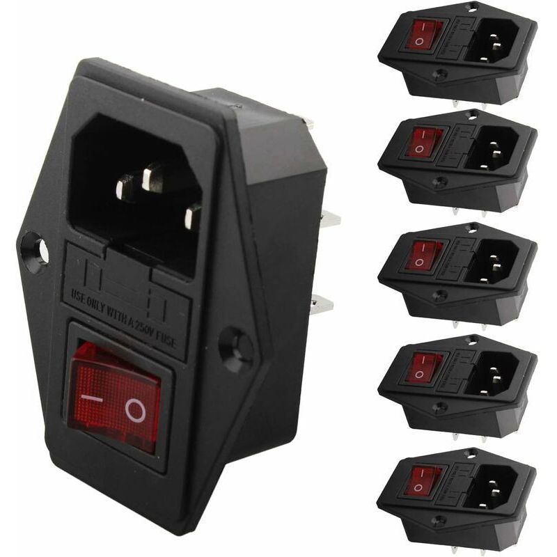 Iec 320 C14-steckverbinderadapter Mit Schalter Und Sicherung, 220-250v/10a, Einbausteckdose Für Laborgeräte