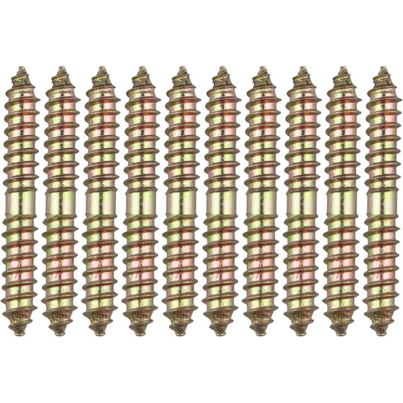 10 Möbelbefestigungsschrauben/-dübel - M8 X 60 Mm, Beidseitiges Gewinde - Holz Auf Holz
