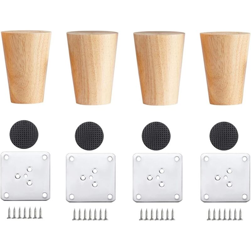 Gambe Per Mobili In Legno, 4 Pezzi, Gambe Per Divano In Legno Massello, Gambe Per Letto In Legno, Gambe Per Armadietto In Legno Per Divano, Mobile Tv, Tavolino Da Caffè, Gamba Del Letto, 6 Cm