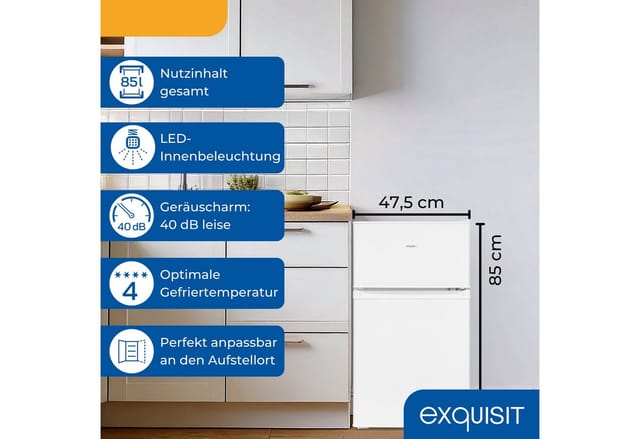 exquisit Kühl-/Gefrierkombination KGC90-30-E-040E weiss KGC90-30-E-040E weiss, 85 cm hoch, 47,5 cm breit