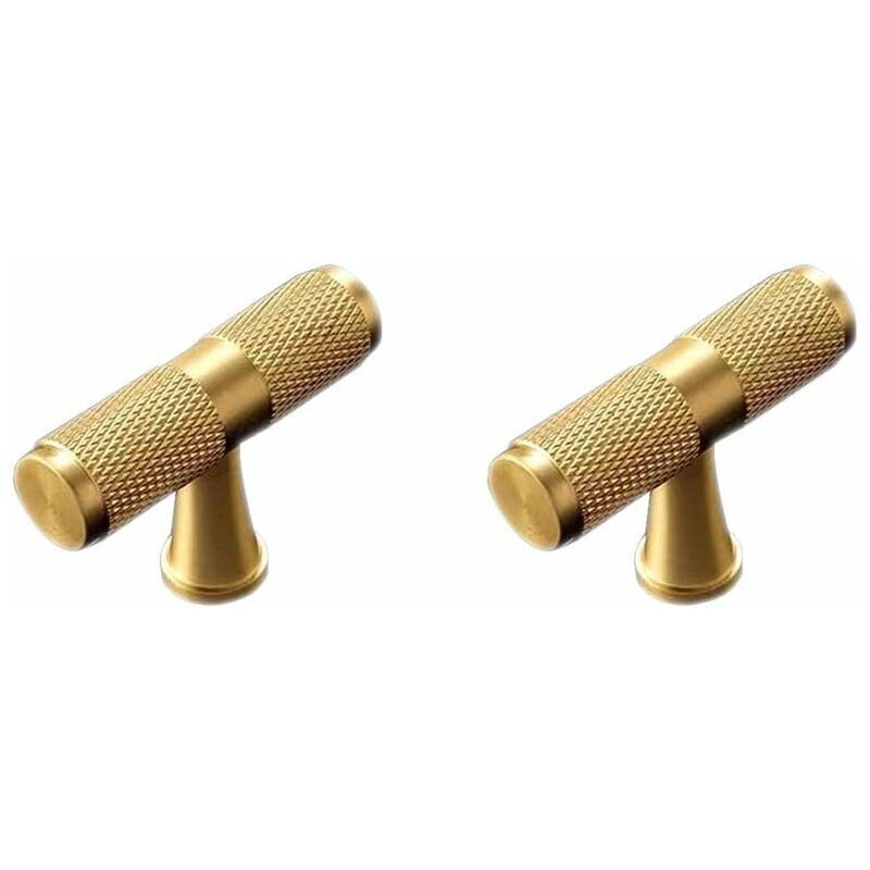 Türknopf Aus Massivem Messing In T-form Für Schranktüren, Universeller Griff Für Schubladen / Küchenschränke / Türen - 50 Mm (2 Stück)