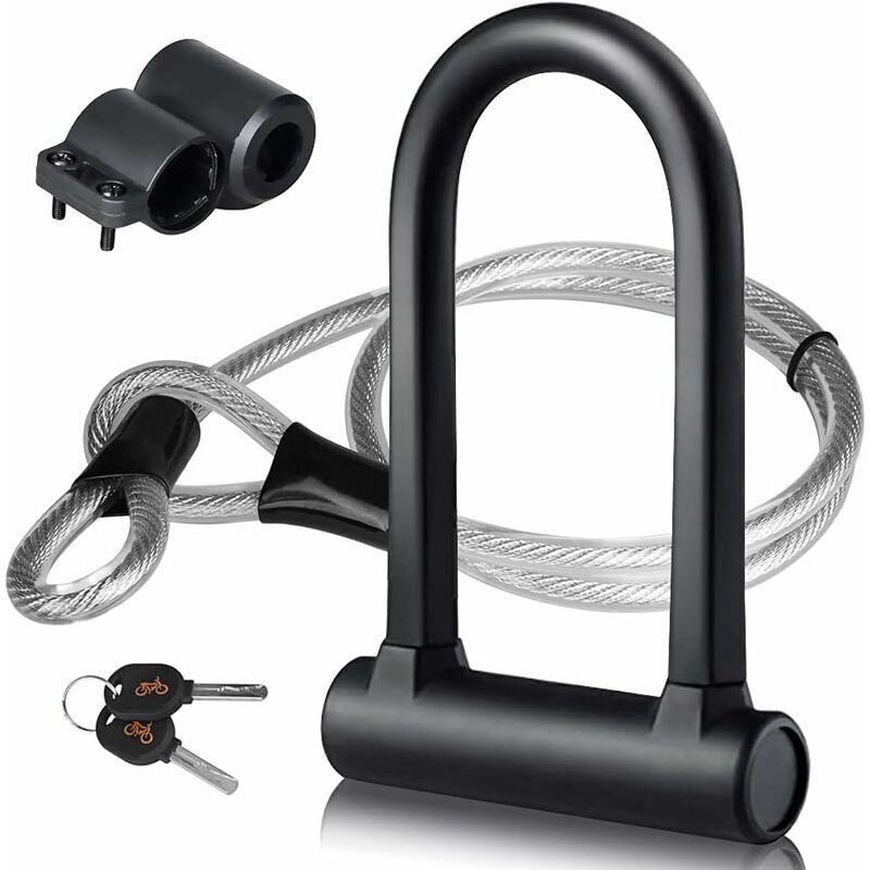 Fahrradschloss In U-form Mit Flexiblem Diebstahlschutzkabel Und Stabilem Halter