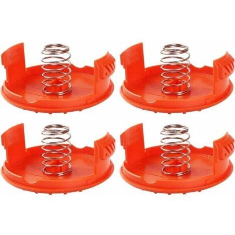 Satz Aus 4 Spulenkappen + 4 Ersatzfedern, Kompatibel Mit Black+decker Rc-100-p Rasentrimmern