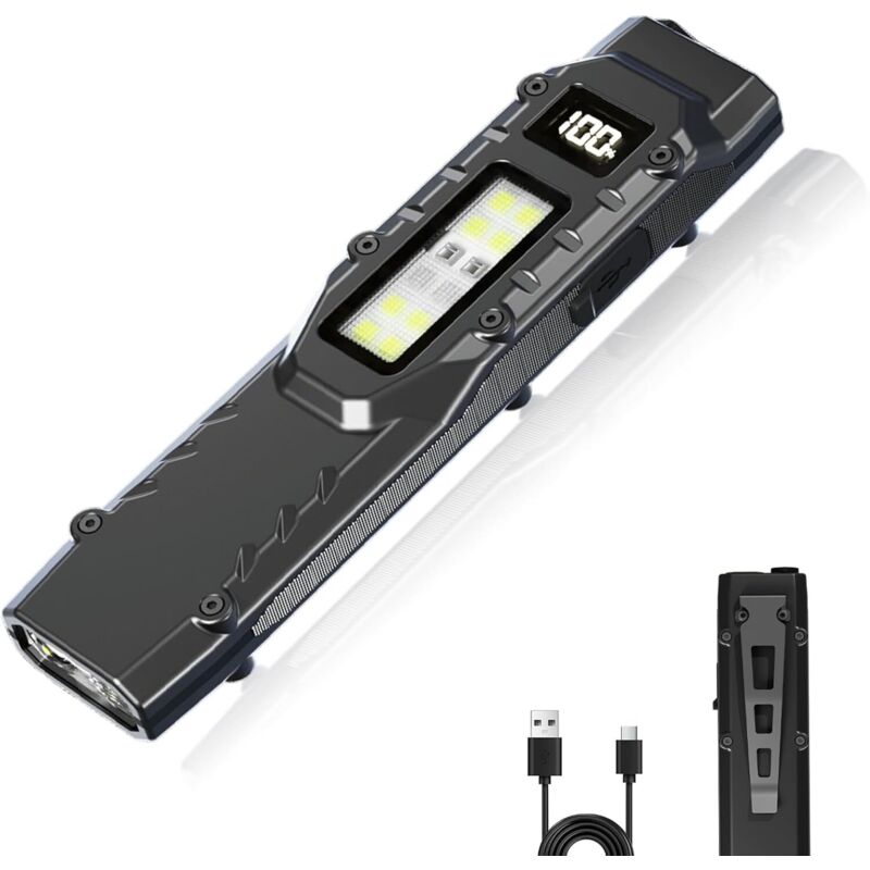 Taktische, Wiederaufladbare Taschenlampe Mit 5+4 Modi, Ausgestattet Mit Uv-licht, Schutzklasse Ipx4, Geeignet Für Den Täglichen Gebrauch, Camping Und Notfallsituationen.