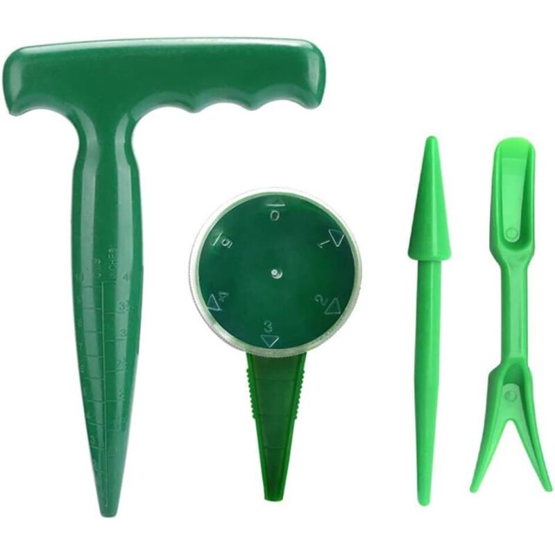 Satz Mit 4 Verstellbaren Handsamenstreuern, Pflanzwerkzeug Und Dorn Für Die Aussaat – Set Von Garten-handwerkzeugen.