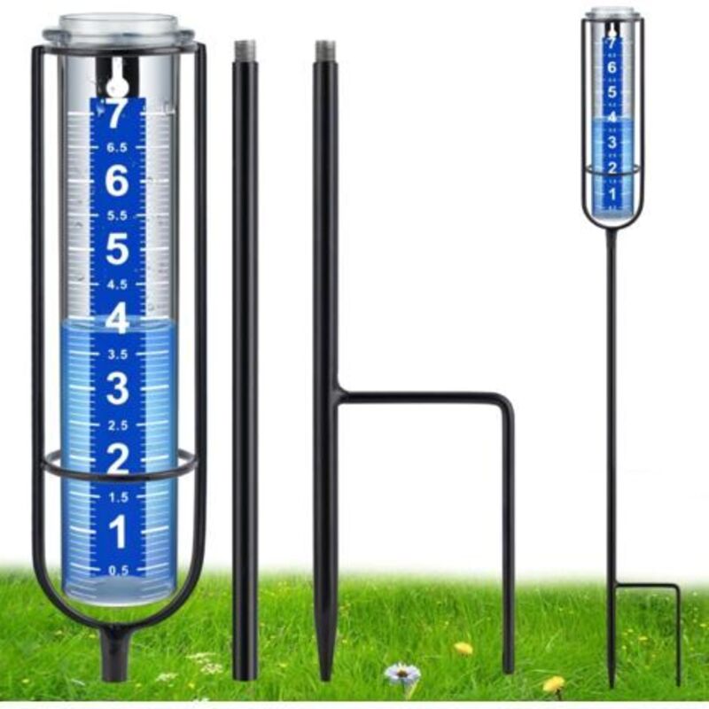 Außen-regenmesser, Bestbewerteter Außen-regenmesser, Präziser Regenmesser Für Den Garten, Dickwandiges Rohr Mit Erdspieß, Höhenverstellbar Und Mit Großem Wasserstandsanzeiger Für Regen