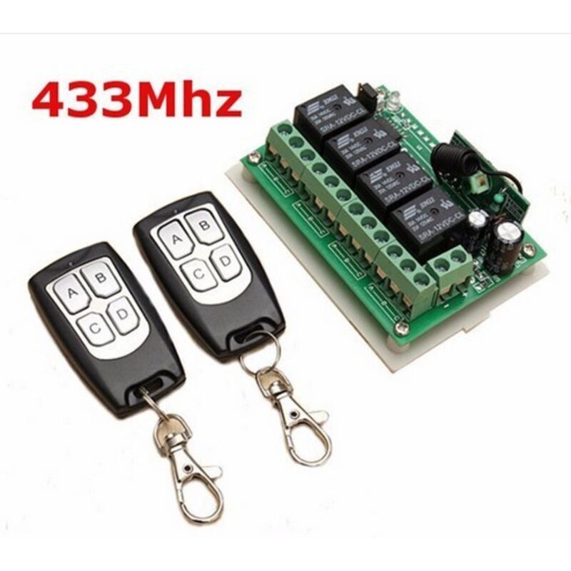 4-kanal-funkfernbedienung Mit 433 Mhz, 12 V Dc Stromversorgung, Langstrecken-rf-relais Mit 2 Sendern + 1 Empfänger Für Garagentor-/toralarmanlage.