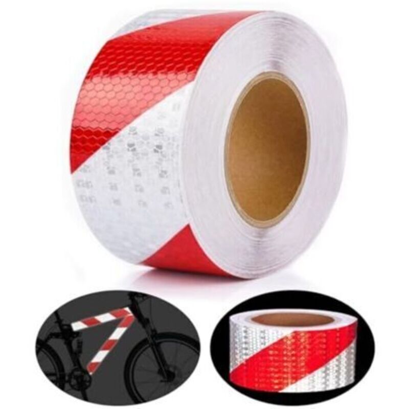 Rotes Und Weißes Reflektierendes Band, 25 M X 5 Cm, Selbstklebend, Hochintensiv, Wasserdicht, Für Fahrräder, Fahrzeuge, Autos