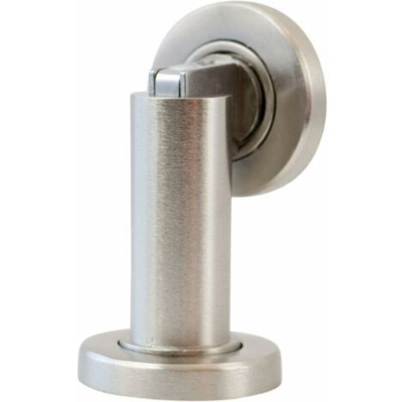 Magnetische Türfeststeller In Edelstahl-optik – Türstopper Mit Befestigungsmaterial Für Boden Und Wand – Magnetischer Türblocker – Ø 5 Cm, Höhe 8,4 Cm