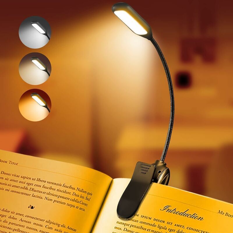 Wiederaufladbare Leselampe Für Bücher, Led-licht Zum Lesen Im Bett, Augenschonend, Dimmbar, 3 Farbtemperaturen, Über 20 Stunden Akkulaufzeit, Usb-leselampe Für Das Bett