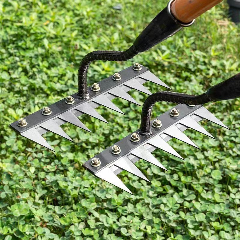 Gartenrechen Aus Kohlenstoffstahl – 5 Zinken – Werkzeug Zum Unkrautjäten Und Bodenlockern Für Lehmige Böden – Langlebig Und Leistungsstark
