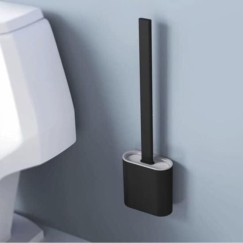 Silikon-wc-bürste – Elegante Wc-bürste Aus Kunststoff Und Silikon – Wandmontierte Wc-bürstenhalterung, Kein Bohren Erforderlich – Zubehör