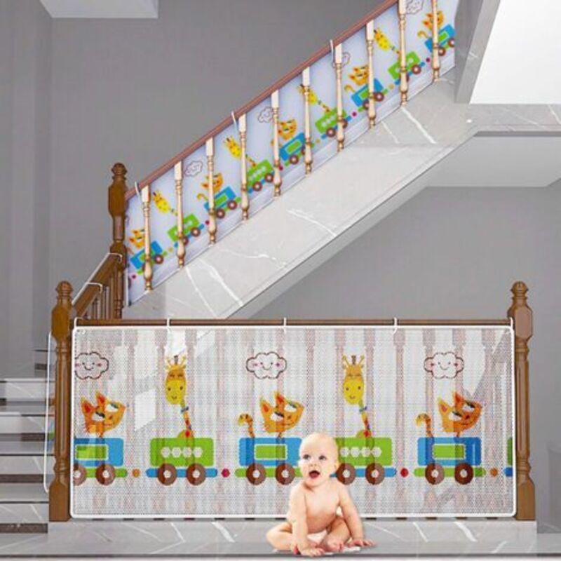 Sicherheitsnetz Für Kinder, Innen Und Außen, Für Balkone, Geländer Und Treppen, 10' X 2,5', Bunter Druck