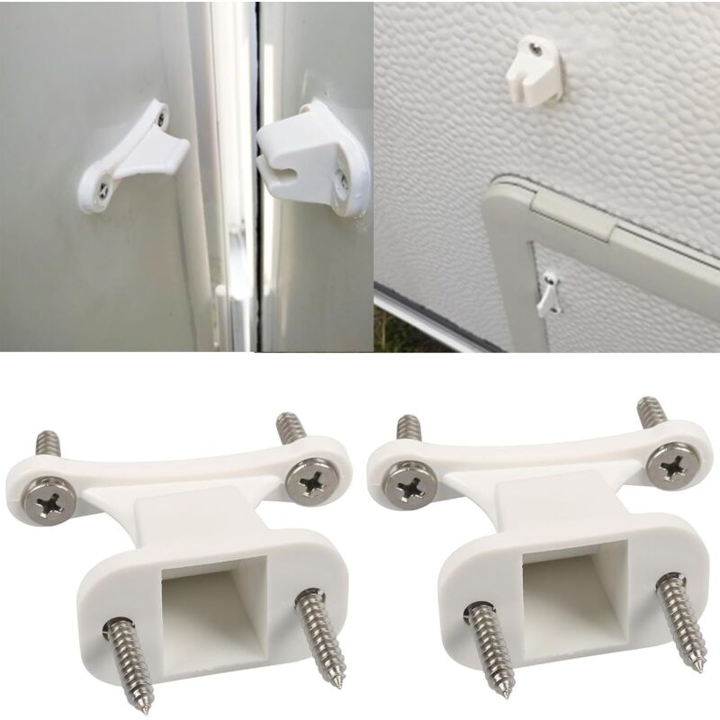 Set Di 2 Fermaporta Per Caravan, Camper, Caravan, Bianco, Pezzi Di Ricambio In Plastica, 8 Viti, Per Camper, Barca