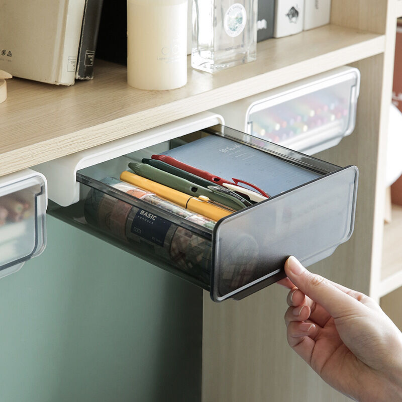 Klebe-aufbewahrungsbox Für Unter Den Schreibtisch – Versteckte Schublade Aus Robustem Kunststoff – Unsichtbares Design 20x17x7,2 Cm – Einfache Installation