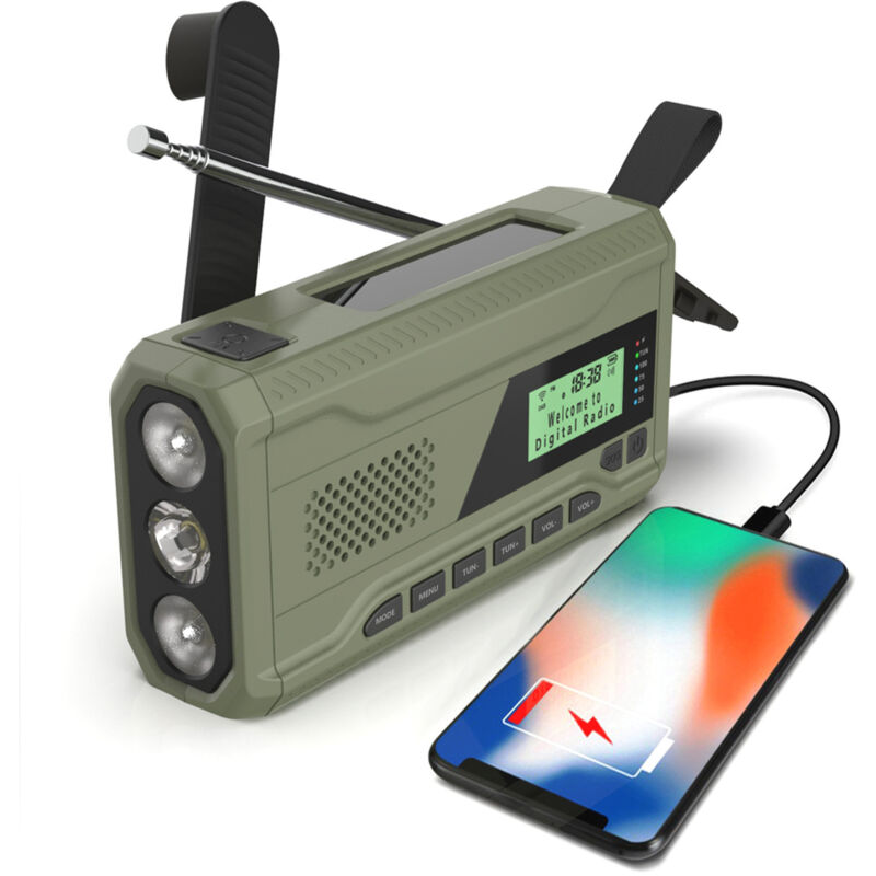 Notfall-bluetooth-radio, Tragbarer Radioempfänger Mit Kurbel Und Solarstromversorgung.