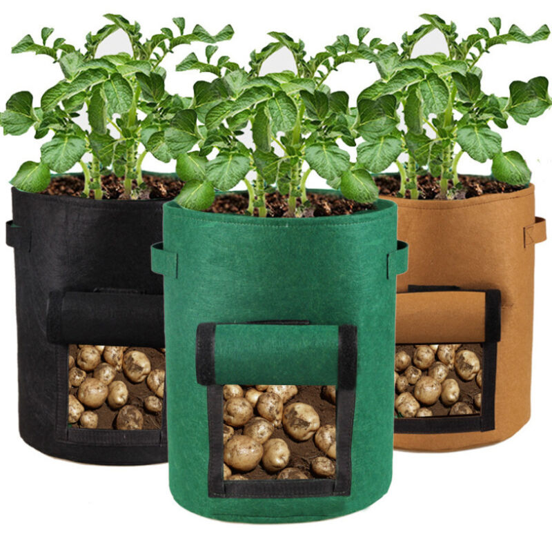 3 Stück Pflanztaschen Für Kartoffeln, Gartenvlies-taschen Mit Klappe Und Griffen