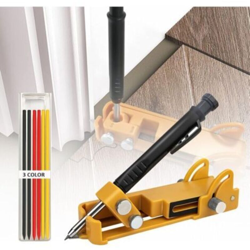 Multifunktionales Anreißwerkzeug, Anreißwerkzeug Mit 6 Marker-nachfüllungen, Messwerkzeug Für Tiefe Holzbohrungen, Bauzeichnerstift, Zimmermannsbleistift-werkzeug