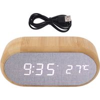 Hölzerner Wecker Mit Sprachsteuerung, Digitaler Led-anzeige, Usb-anschluss, Elektronischer Wecker, Wohnaccessoire