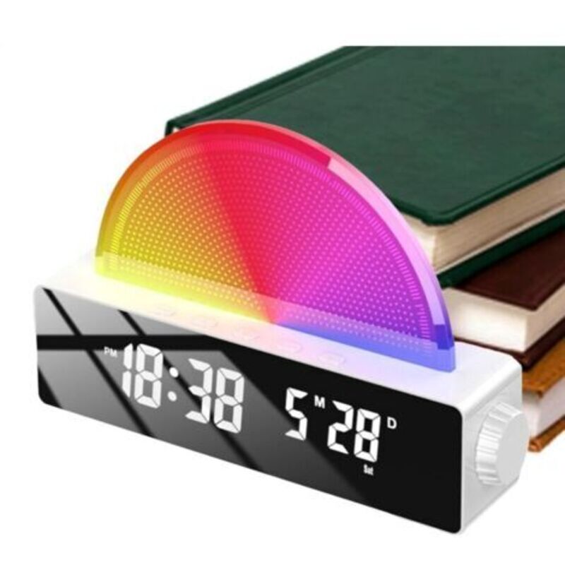 Leuchtender Wecker Mit Sonnenaufgangssimulation - Intelligenter Elektronischer Wecker - Für Das Schlafzimmer - Mehrfarbige Anzeige Für Vielschläfer