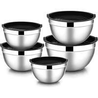 5-teiliges Set Stapelbarer Edelstahlschüsseln Mit Luftdichtem Deckel Für Küche, Kochen, Backen Usw.