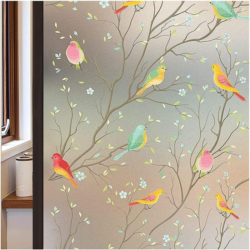 Privatsphären-fensterfolie, Milchglasfolie Für Fenster, Statische, Kleberfreie Folie, Selbstklebende Folie Für Zuhause, Bad Und Büro, Vogelform-fensterfolie (60x200cm)