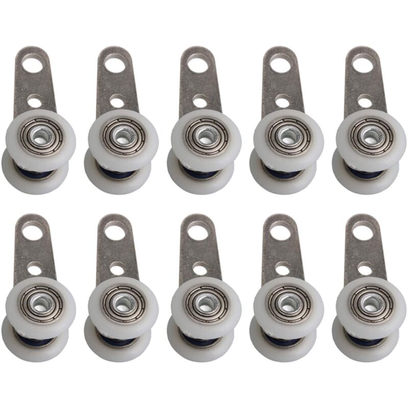 Set Aus 10 Rollen Für Fenster- Oder Schiebetüren - Aus Metall Und Kunststoff - 4,5 X 1,9 Cm Npterbl