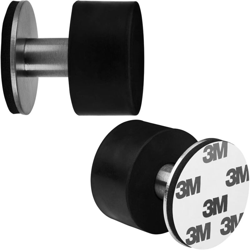 2er-set Robuste Edelstahltürstopper Mit 3m-kleber, Inkl. Lieferung – Wandtürstopper Mit Gummioberseite Und Dämmung