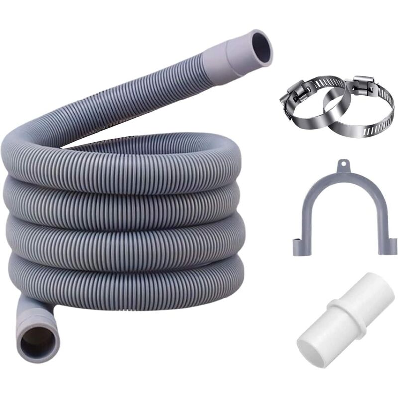 Abflussrohr, 2,5 M, 3/4", Mit Halterung Und Schellen, Für Waschmaschine Und Geschirrspüler