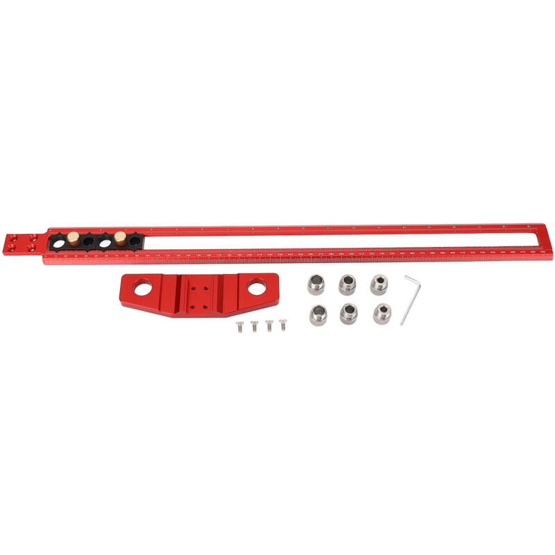 Positionierregel Für Bohrungen, T-förmige Winkelregel Aus Aluminiumlegierung Für Die Holzbearbeitung, Metrische Und Zoll-skala, 50 Cm, Mit Bohrhülsen.