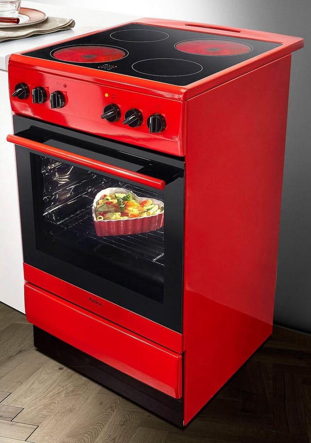 Amica Elektro-Standherd SHC 11506 R, Steam Clean, Komfortables Kochen und Backen mit übersichtlicher Handhabung