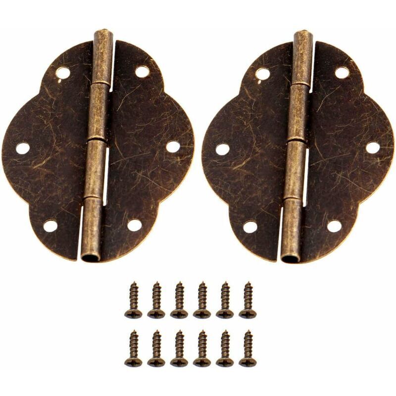 5 Stück Antike Scharniere Im Retro-stil Mit 12 Schrauben Für Vintage-holzkisten, Werkzeugkästen, Schränke, Armaturenschränke, Schmucktruhen Und Antike Truhen, Bronze/eisen, 56x42 Mm