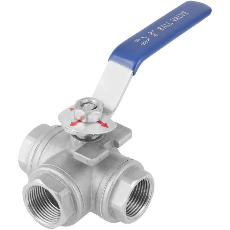 Dn20 3/4" Kugelhahn Mit Innengewinde Aus Edelstahl, 3-wege-typ T, Voll Durchgängig, Zur Regelung Von Dampf, Wasser, Öl Und Flüssigkeiten