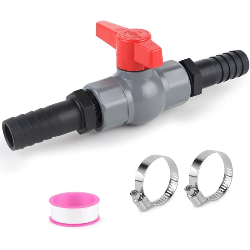 Kugelventil Mit Pvc-schlauchanschluss, Absperrventil Für Pool, Kugelventil Inklusive 1 Absperrventil Mit Innengewinde 1" (32 Mm) Und 2 Schlauchanschlüssen Für 25 Mm