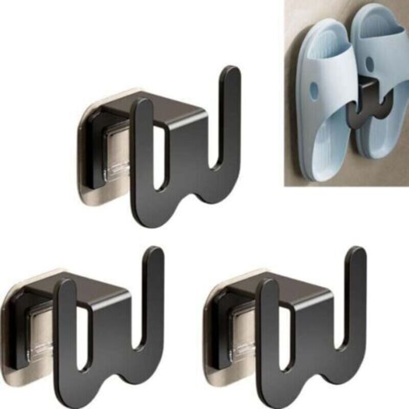 3er-set Schwarze Hausschuhhalter, 7,6 X 5,1 Cm, Aus Aluminium, Ohne Bohrlöcher, Zum Aufhängen Von Hausschuhen, Für Ein Ordentliches Schlafzimmer, Geeignet Für Schlafzimmer Und Badezimmer