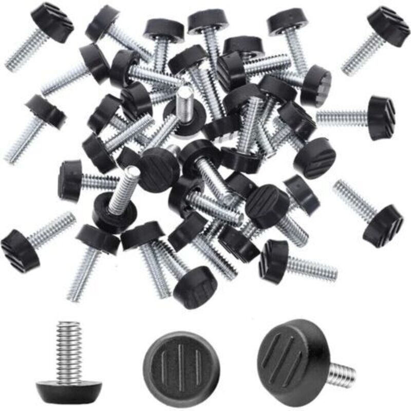 Satz Von 70 Möbelfüßen, M6-gewinde, Verstellbar, Aus Edelstahl Und Abs, Rund, Zum Einschrauben, 24 Mm X 18 Mm, Für Tisch-, Stuhl- Und Möbelfüße
