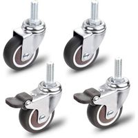 Möbelrollen - 2 Mit Bremse + 2 Ohne Bremse, M10x25mm - Tragfähigkeit 40 Kg Pro Rolle