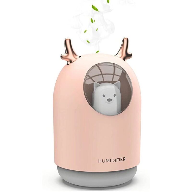 Ultraschall-luftbefeuchter Für Kinderzimmer Mit Duftdiffusor, Raumluftbefeuchter Mit 7 Led-farben, Leise, Automatische Abschaltung Nach 12 Stunden, Usb, Für Den Haushalt, 300 Ml