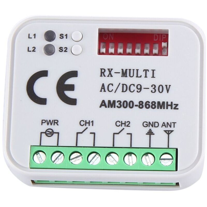 Universeller Empfänger Rx Multifrequenz 300-868 Mhz 2ch 12v 24v Relaismodul Fernbedienung Garagentor
