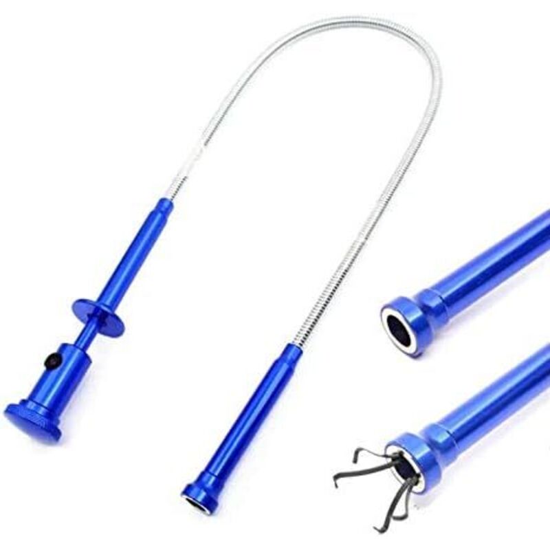 Magnetische Greifzange, Flexibles Werkzeug, Langer Federgriff, 4 Krallen Mit Led-licht Zur Reinigung Von Garten, Haus, Wc Und Abwasserkanälen.