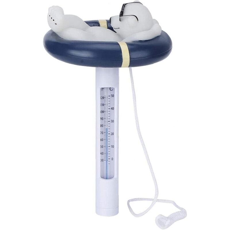 Schwimmbad-thermometer Rohr Temperaturanzeiger Cartoon-eisbär-form Mit Kette Für Pool, Spa, Whirlpool, Teich