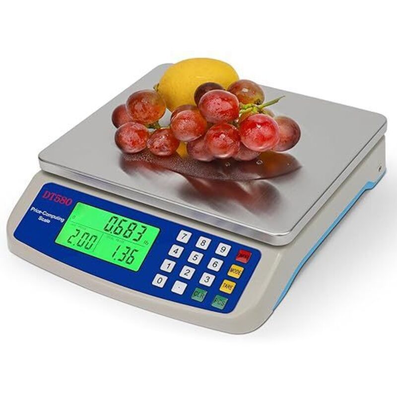 Große Elektronische Küchenwaage, 30 Kg, Mit Lcd-bildschirm Und Adapter, Inklusive Preisrechner